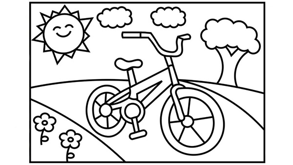 bộ tranh tô màu cho bé tại nhà các ảnh xe đạp