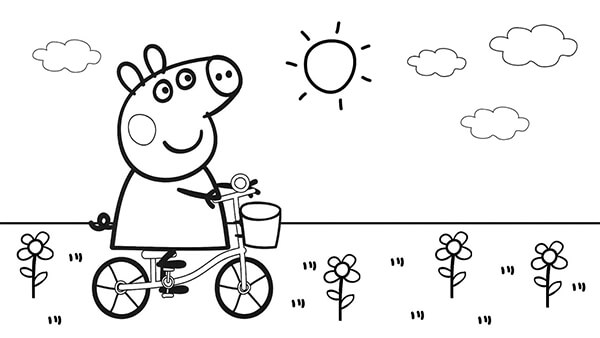 trang vẽ xe đạp và nhân vật hoạt hình cho bé